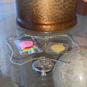 Stainless Steel Silver Tree of Life Diffuser Necklace